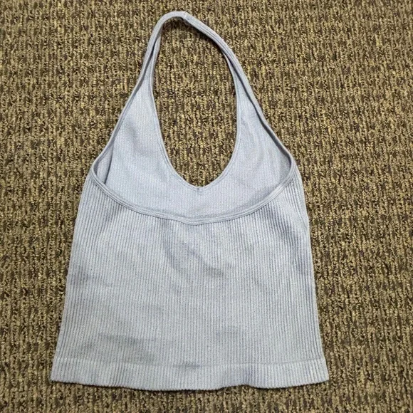 Blue Ribbed Halter Top - Picture 2 of 2